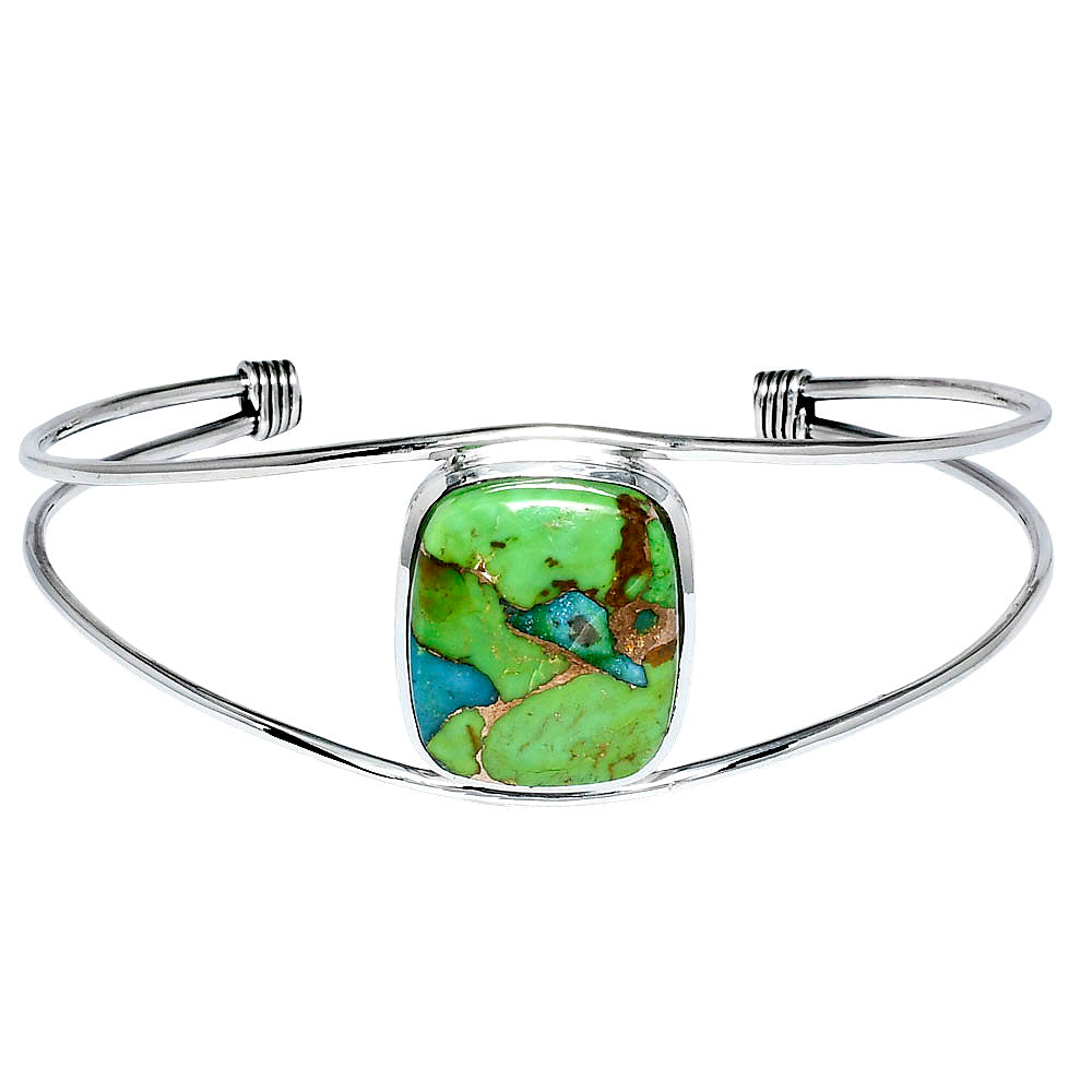Premium Blue Turquoise In Green Mohave Cuff Bangle Bracelet B-1013 29-EB10201