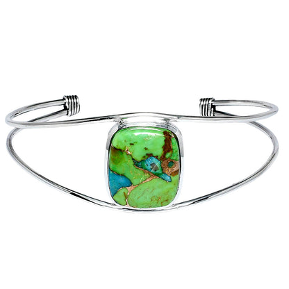 Premium Blue Turquoise In Green Mohave Cuff Bangle Bracelet B-1013 29-EB10201