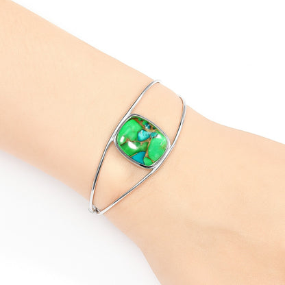 Premium Blue Turquoise In Green Mohave Cuff Bangle Bracelet B-1013 29-EB10201