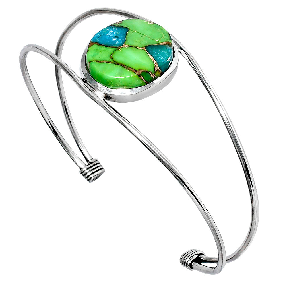 Premium Blue Turquoise In Green Mohave Cuff Bangle Bracelet B-1013 29-EB10202