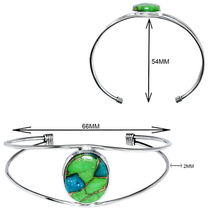 Premium Blue Turquoise In Green Mohave Cuff Bangle Bracelet B-1013 29-EB10202