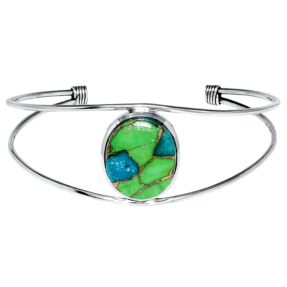 Premium Blue Turquoise In Green Mohave Cuff Bangle Bracelet B-1013 29-EB10202