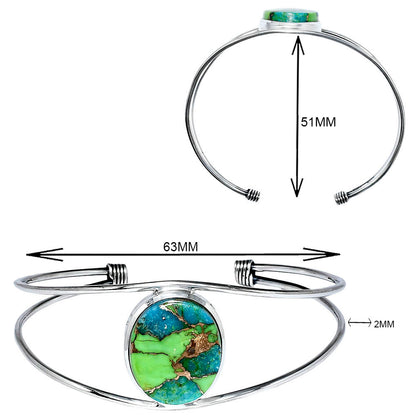 Premium Blue Turquoise In Green Mohave Cuff Bangle Bracelet B-1013 29-EB10203