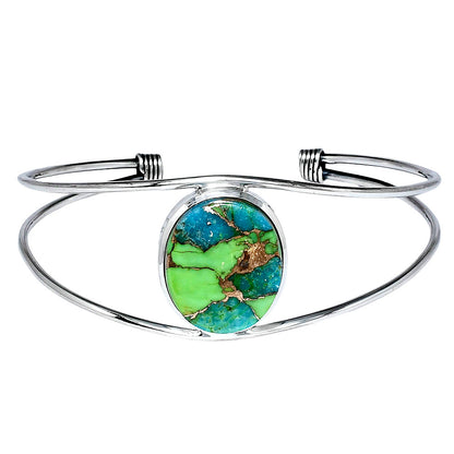 Premium Blue Turquoise In Green Mohave Cuff Bangle Bracelet B-1013 29-EB10203
