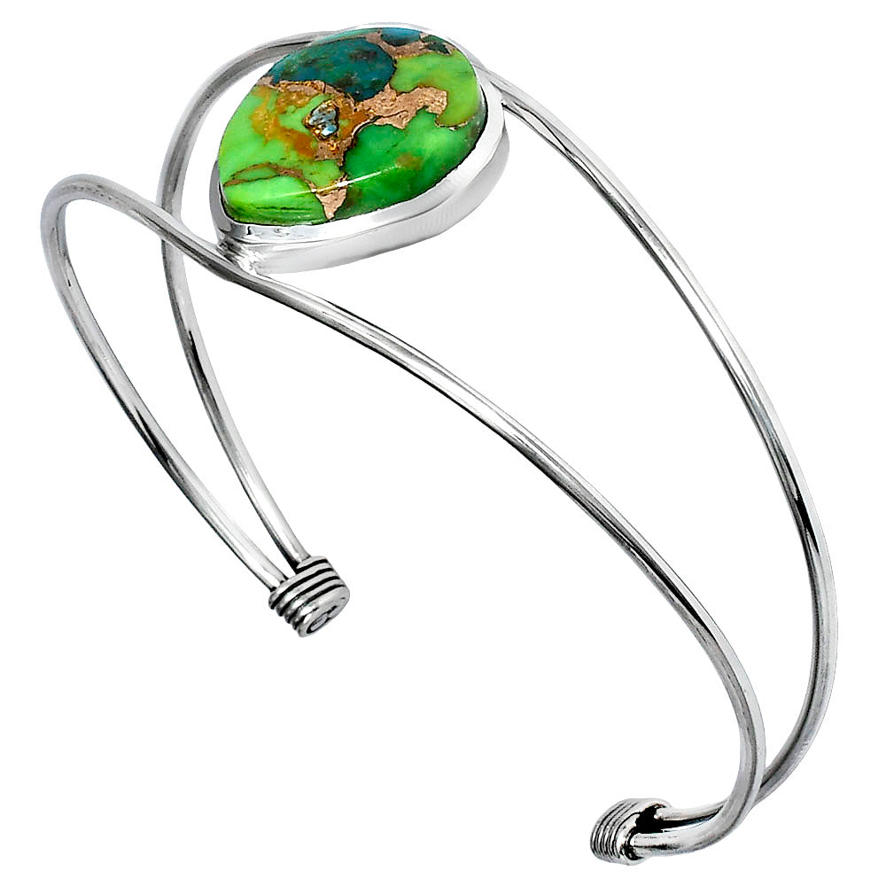Premium Blue Turquoise In Green Mohave Cuff Bangle Bracelet B-1013 29-EB10206
