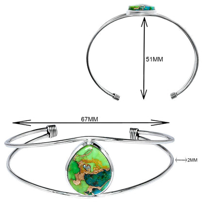 Premium Blue Turquoise In Green Mohave Cuff Bangle Bracelet B-1013 29-EB10206