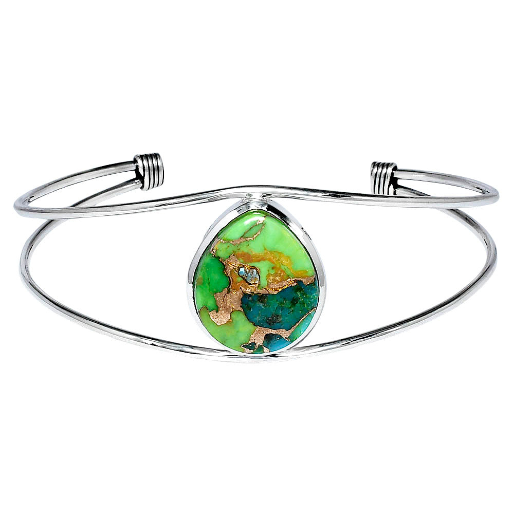 Premium Blue Turquoise In Green Mohave Cuff Bangle Bracelet B-1013 29-EB10206