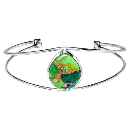 Premium Blue Turquoise In Green Mohave Cuff Bangle Bracelet B-1013 29-EB10206