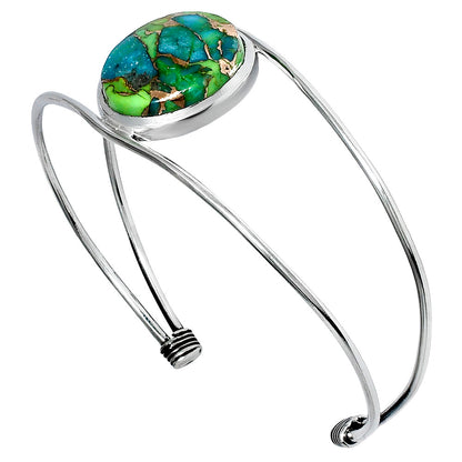 Premium Blue Turquoise In Green Mohave Cuff Bangle Bracelet B-1013 29-EB10207