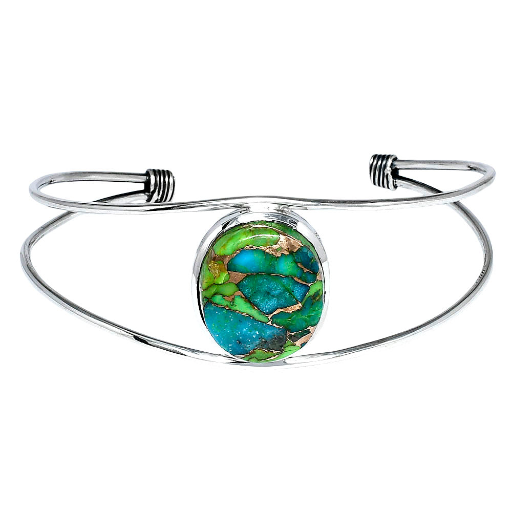 Premium Blue Turquoise In Green Mohave Cuff Bangle Bracelet B-1013 29-EB10207