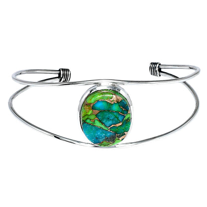 Premium Blue Turquoise In Green Mohave Cuff Bangle Bracelet B-1013 29-EB10207