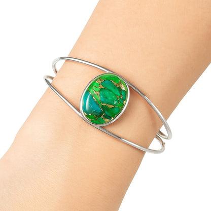 Premium Blue Turquoise In Green Mohave Cuff Bangle Bracelet B-1013 29-EB10207