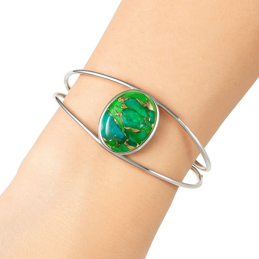 Premium Blue Turquoise In Green Mohave Cuff Bangle Bracelet B-1013 29-EB10207