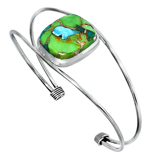 Premium Blue Turquoise In Green Mohave Cuff Bangle Bracelet B-1013 29-EB10208