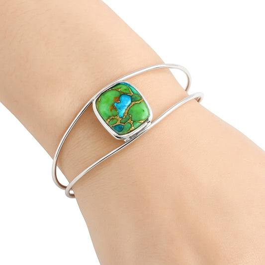 Premium Blue Turquoise In Green Mohave Cuff Bangle Bracelet B-1013 29-EB10208