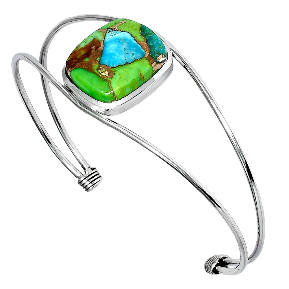 Premium Blue Turquoise In Green Mohave Cuff Bangle Bracelet B-1013 29-EB10209