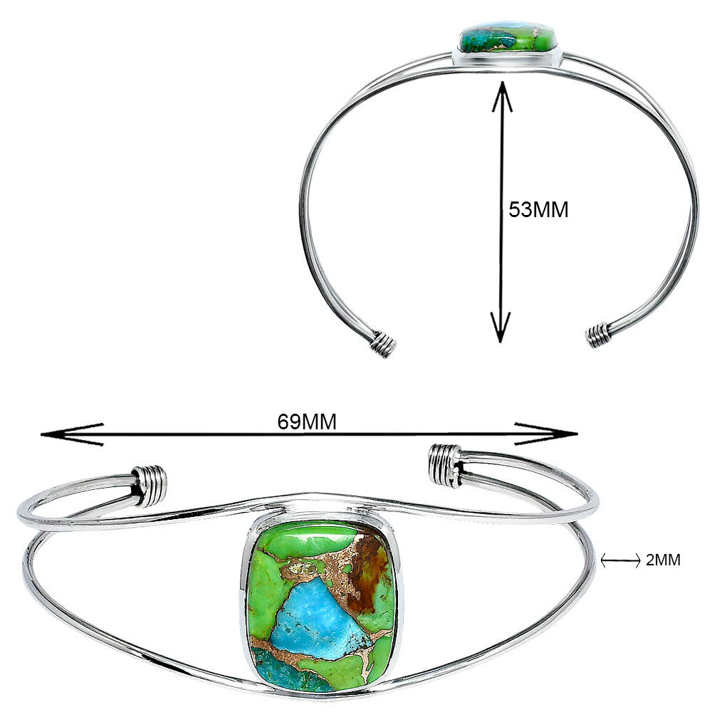 Premium Blue Turquoise In Green Mohave Cuff Bangle Bracelet B-1013 29-EB10209