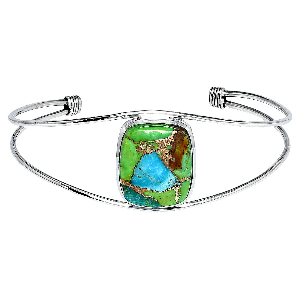 Premium Blue Turquoise In Green Mohave Cuff Bangle Bracelet B-1013 29-EB10209