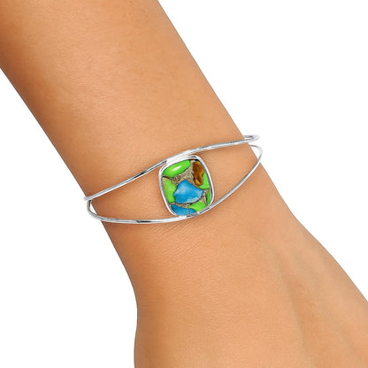 Premium Blue Turquoise In Green Mohave Cuff Bangle Bracelet B-1013 29-EB10209