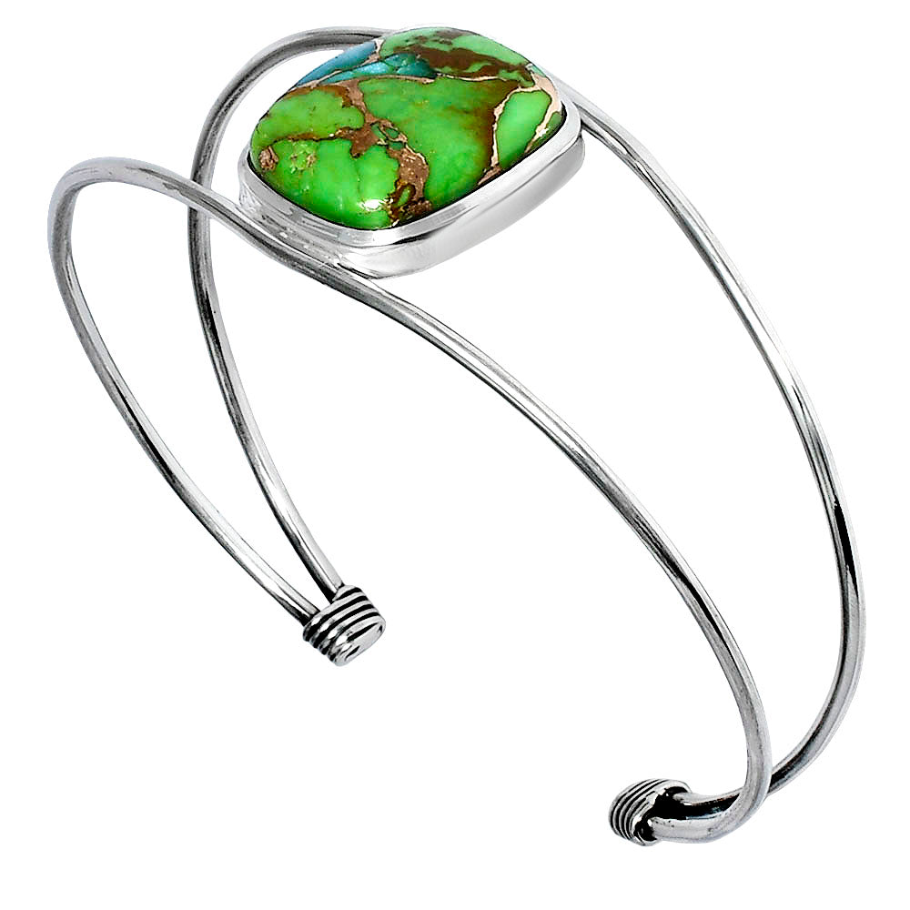 Premium Blue Turquoise In Green Mohave Cuff Bangle Bracelet B-1013 29-EB10210