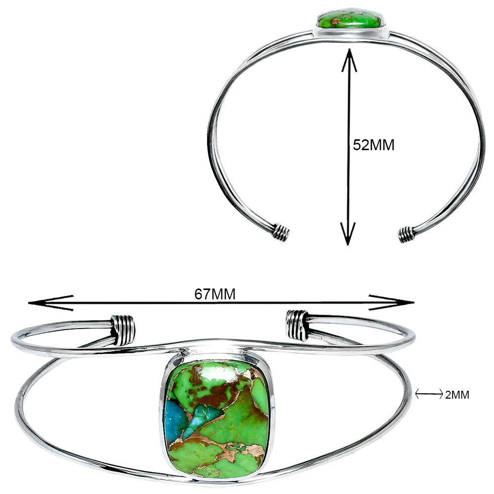 Premium Blue Turquoise In Green Mohave Cuff Bangle Bracelet B-1013 29-EB10210