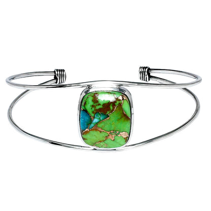 Premium Blue Turquoise In Green Mohave Cuff Bangle Bracelet B-1013 29-EB10210