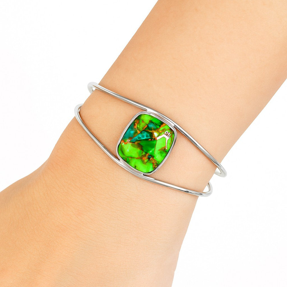 Premium Blue Turquoise In Green Mohave Cuff Bangle Bracelet B-1013 29-EB10210