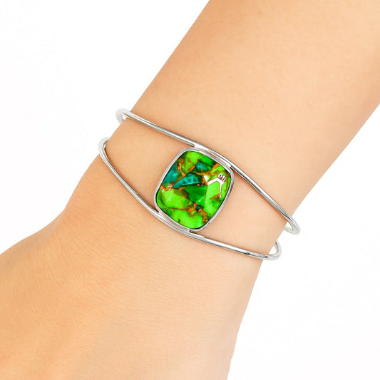 Premium Blue Turquoise In Green Mohave Cuff Bangle Bracelet B-1013 29-EB10210