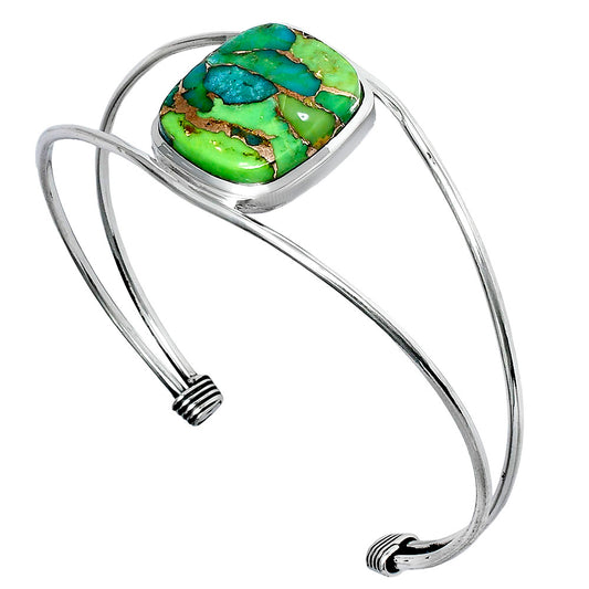 Premium Blue Turquoise In Green Mohave Cuff Bangle Bracelet B-1013 29-EB10211