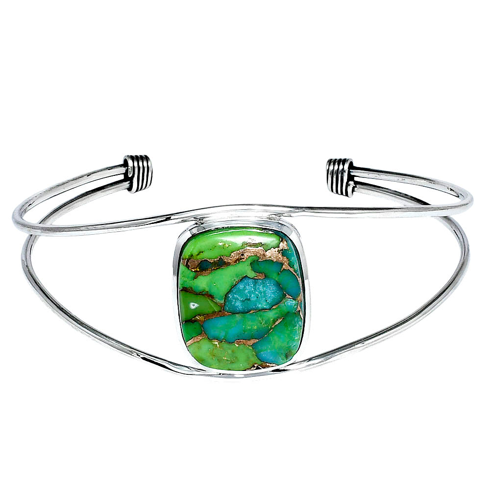 Premium Blue Turquoise In Green Mohave Cuff Bangle Bracelet B-1013 29-EB10211