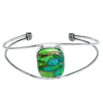 Premium Blue Turquoise In Green Mohave Cuff Bangle Bracelet B-1013 29-EB10211