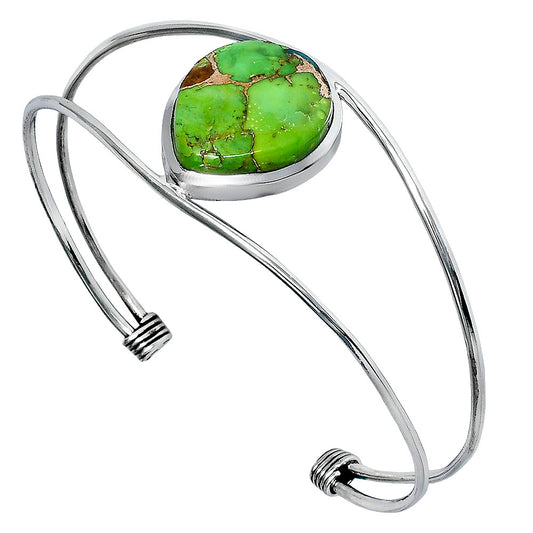 Premium Blue Turquoise In Green Mohave Cuff Bangle Bracelet B-1013 29-EB10212