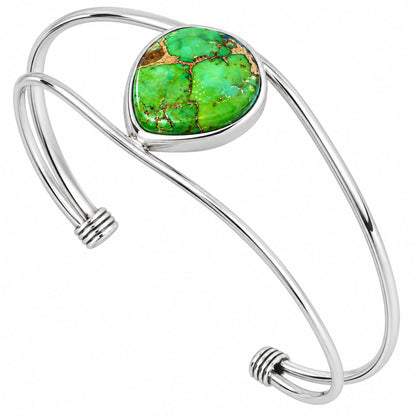 Premium Blue Turquoise In Green Mohave Cuff Bangle Bracelet B-1013 29-EB10212