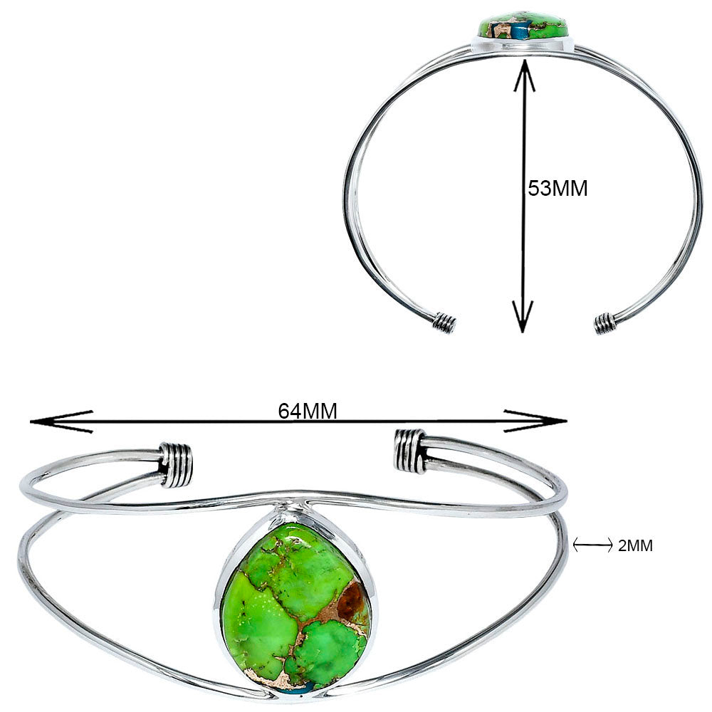 Premium Blue Turquoise In Green Mohave Cuff Bangle Bracelet B-1013 29-EB10212