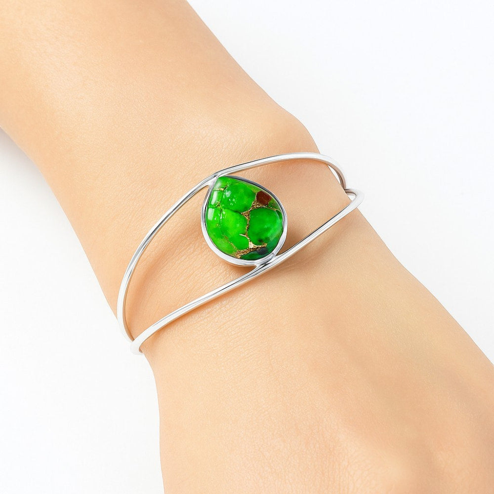 Premium Blue Turquoise In Green Mohave Cuff Bangle Bracelet B-1013 29-EB10212