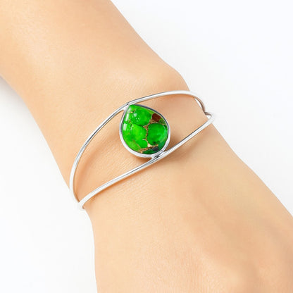 Premium Blue Turquoise In Green Mohave Cuff Bangle Bracelet B-1013 29-EB10212