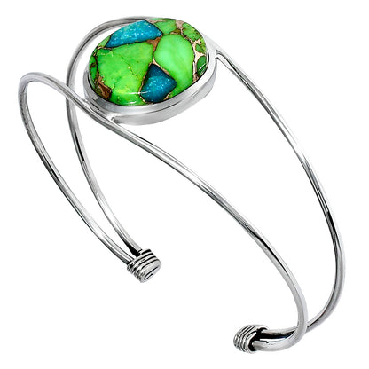 Premium Blue Turquoise In Green Mohave Cuff Bangle Bracelet B-1013 29-EB10213