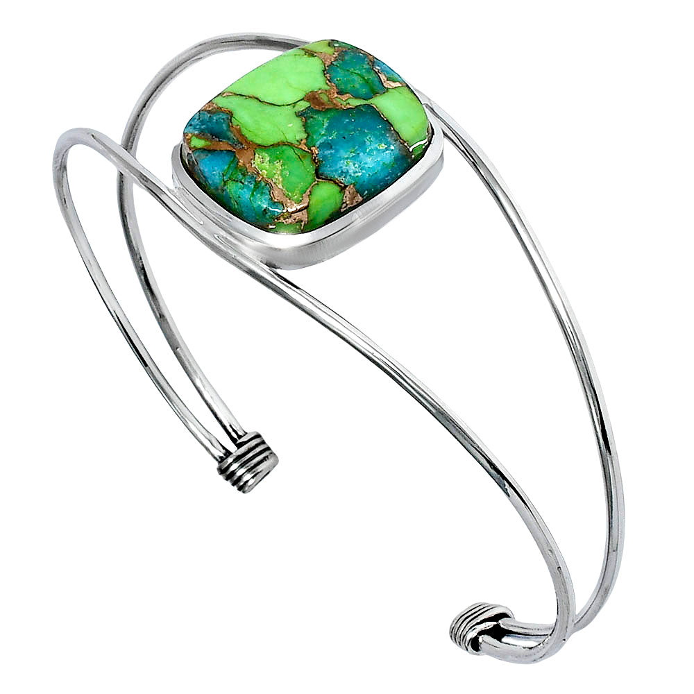 Premium Blue Turquoise In Green Mohave Cuff Bangle Bracelet B-1013 29-EB10214