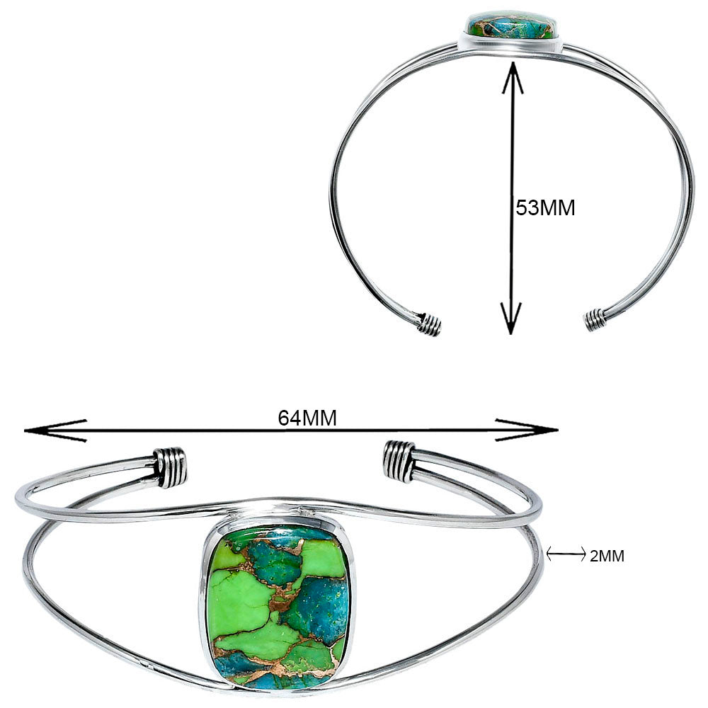 Premium Blue Turquoise In Green Mohave Cuff Bangle Bracelet B-1013 29-EB10214