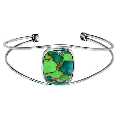 Premium Blue Turquoise In Green Mohave Cuff Bangle Bracelet B-1013 29-EB10214