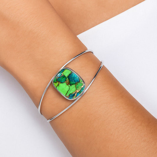 Premium Blue Turquoise In Green Mohave Cuff Bangle Bracelet B-1013 29-EB10214