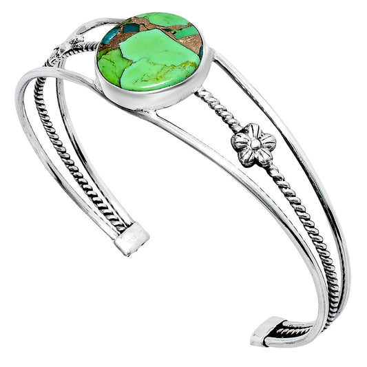 Premium Blue Turquoise In Green Mohave Cuff Bangle Bracelet B-1012 29-EB10215