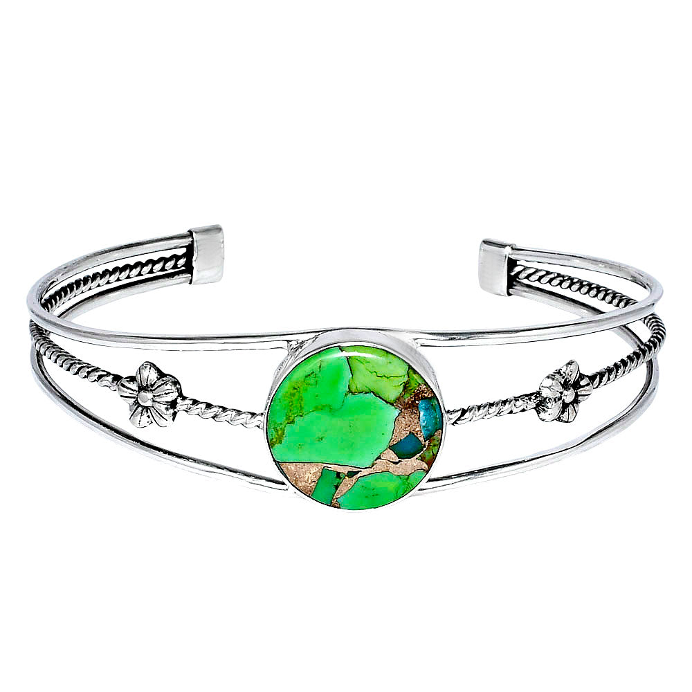 Premium Blue Turquoise In Green Mohave Cuff Bangle Bracelet B-1012 29-EB10215