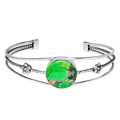 Premium Blue Turquoise In Green Mohave Cuff Bangle Bracelet B-1012 29-EB10215