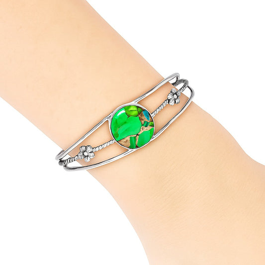 Premium Blue Turquoise In Green Mohave Cuff Bangle Bracelet B-1012 29-EB10215