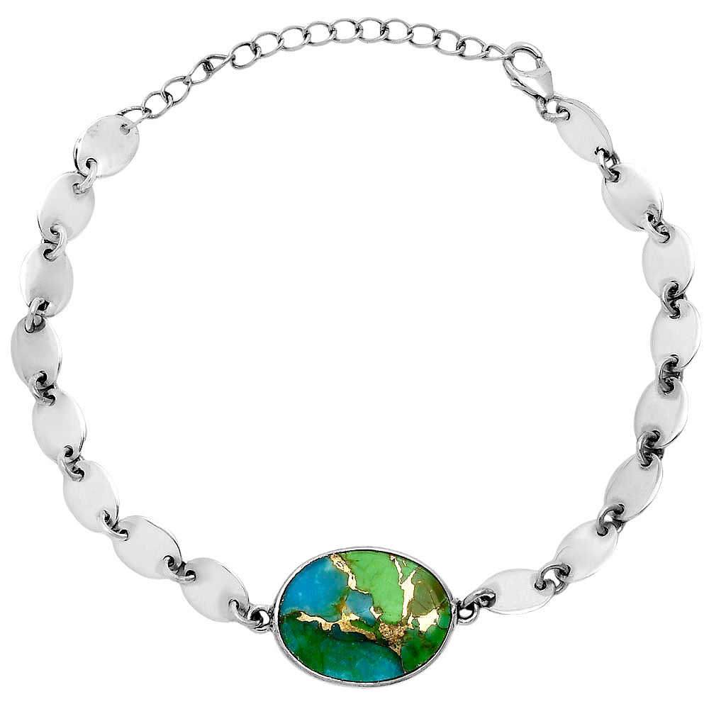 Premium Blue Turquoise In Green Mohave - USA Bracelet B-1044 29-EB10216