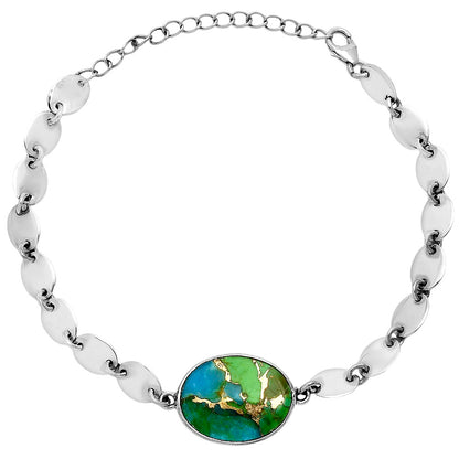 Premium Blue Turquoise In Green Mohave - USA Bracelet B-1044 29-EB10216