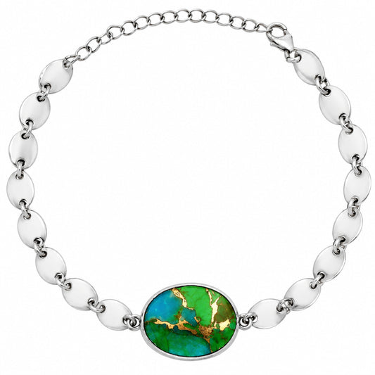 Premium Blue Turquoise In Green Mohave - USA Bracelet B-1044 29-EB10216