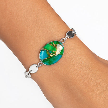 Premium Blue Turquoise In Green Mohave - USA Bracelet B-1044 29-EB10216