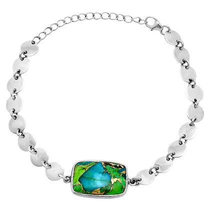 Premium Blue Turquoise In Green Mohave - USA Bracelet B-1044 29-EB10217